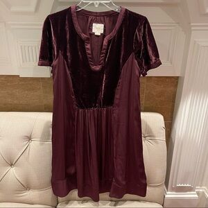 Anthropologie Maeve Women’s Small Ingrid Velvet Dress Burgundy